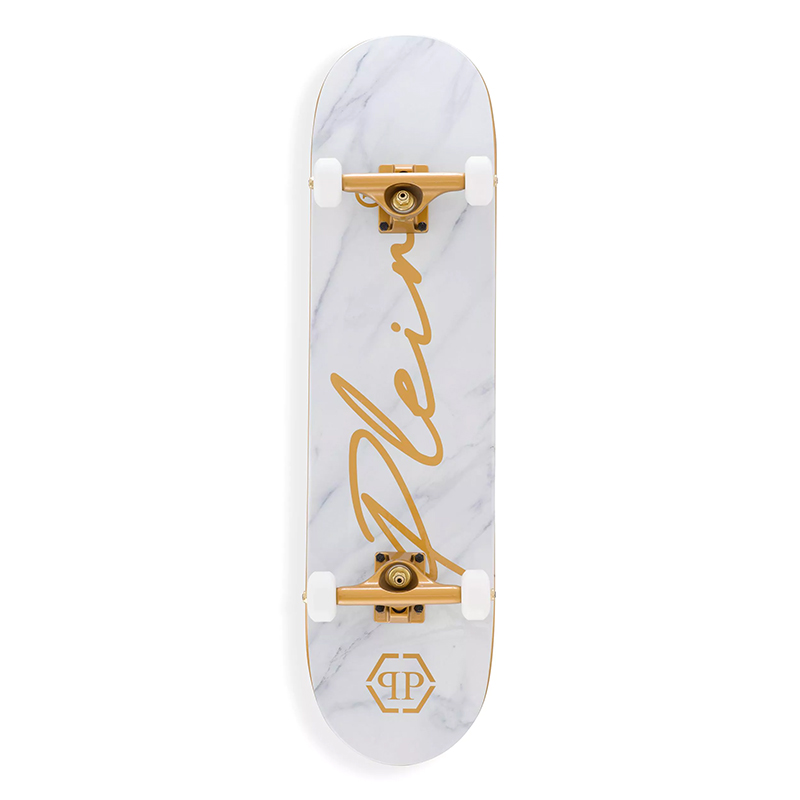 Арт-объект скейтборд Philipp Plein Skateboard Shock Белый Золотой Серый Арт-объект скейтборд Philipp Plein Skateboard Shock Белый Золотой Серый в Волгограде | Loft Concept