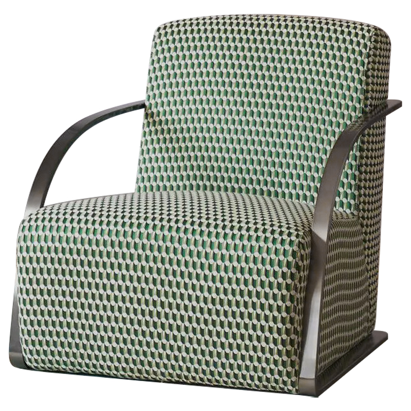 Кресло Esme Green Pattern Armchair Зеленый Темный хром Кресло Esme Green Pattern Armchair Зеленый Темный хром в Волгограде | Loft Concept