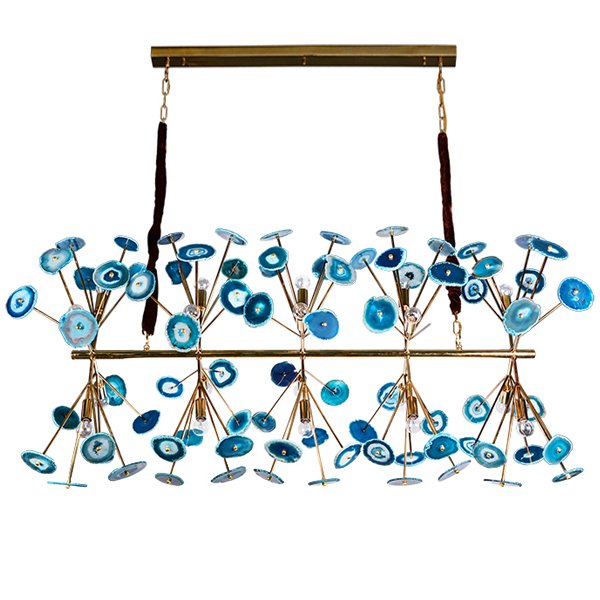 Люстра Agate Burst Chandelier Blue Line Золотой Синий Люстра Agate Burst Chandelier Blue Line Золотой Синий в Волгограде | Loft Concept