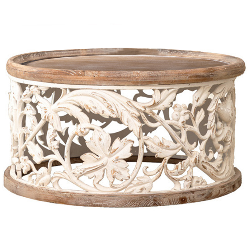 Кофейный стол Fleurette Provence Side Table  Древесина Белый Золотой в Волгограде | Loft Concept 