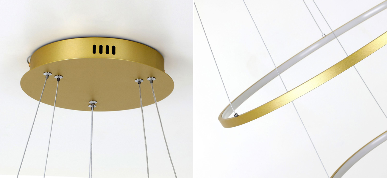 Кольцевая люстра золотого цвета из двух колец - фото №1