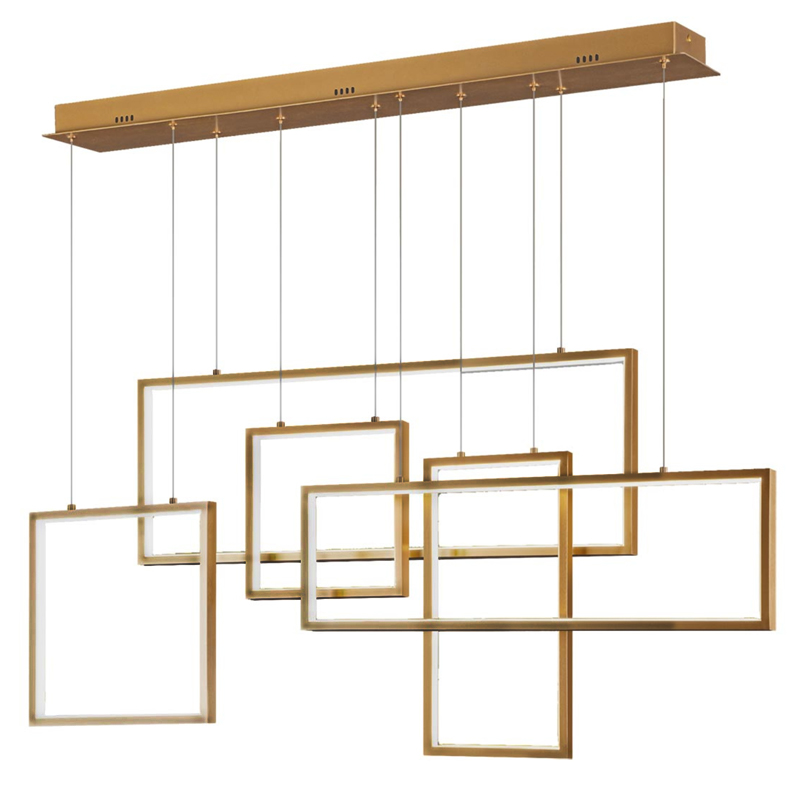 Люстра Rectangle Geometry Chandelier Gold 5 Золотой в Волгограде | Loft Concept 