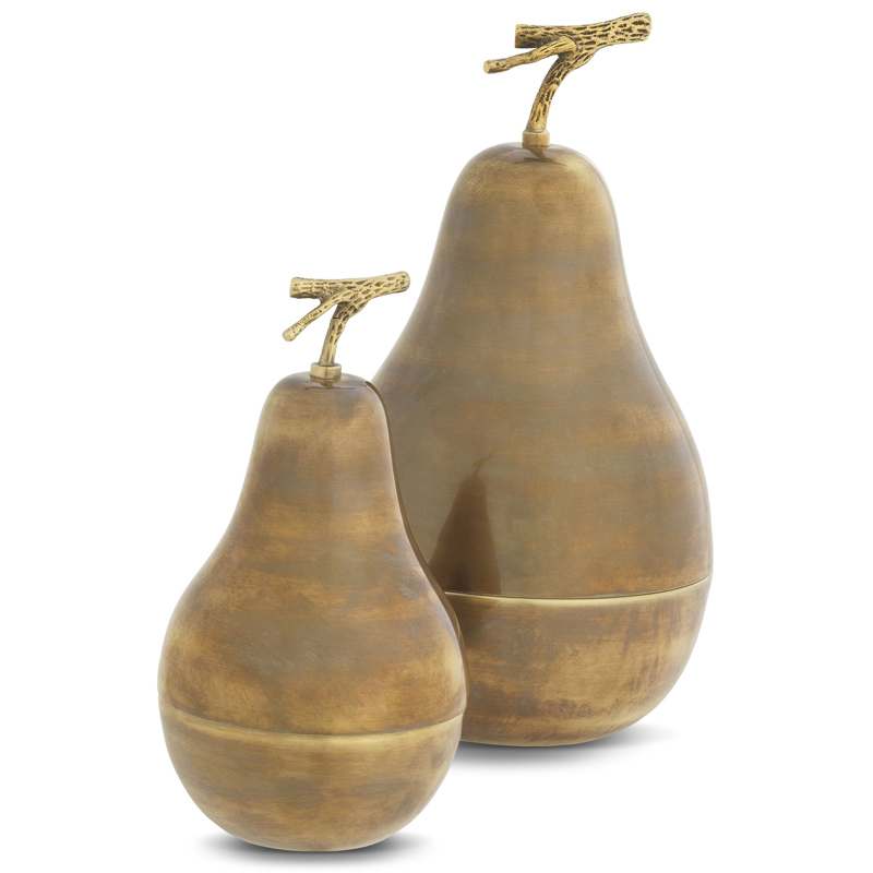 Комплект шкатулок Eichholtz Box Pear Set of 2 brass Винтажная латунь Комплект шкатулок Eichholtz Box Pear Set of 2 brass Винтажная латунь в Волгограде | Loft Concept