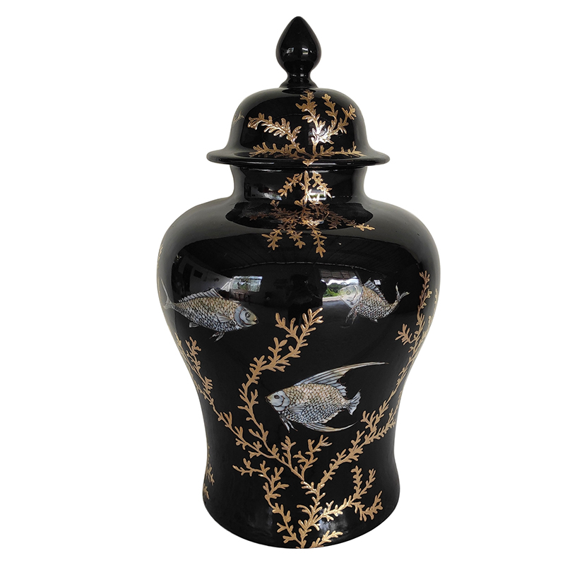 Ваза Vase Algae Fish Черный Золотой Ваза Vase Algae Fish Черный Золотой в Волгограде | Loft Concept