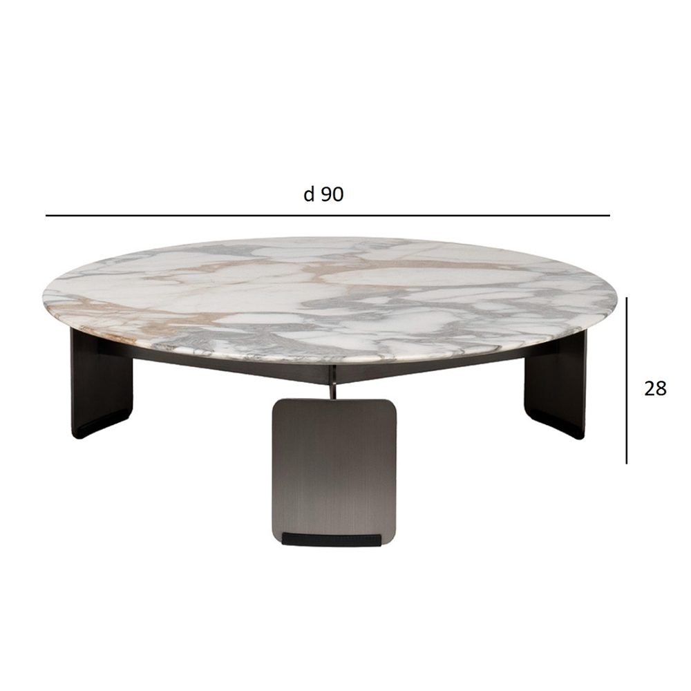 Столик журнальный с круглой мраморной столешницей на трех опорах Marble Stone Drawing в Волгограде