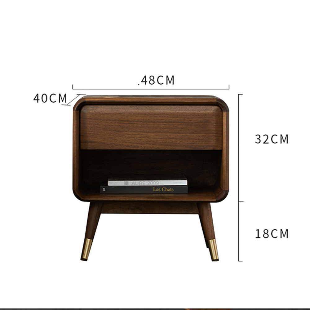 Прикроватная деревянная тумба с ящиком и нишей для хранения Moon Walnut Furniture Прикроватная деревянная тумба с ящиком и нишей для хранения Moon Walnut Furniture в Волгограде