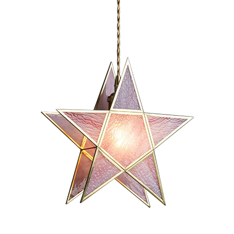 Подвесной светильник Star Pink Glass Hanging Light Розовый Латунь Подвесной светильник Star Pink Glass Hanging Light Розовый Латунь в Волгограде | Loft Concept