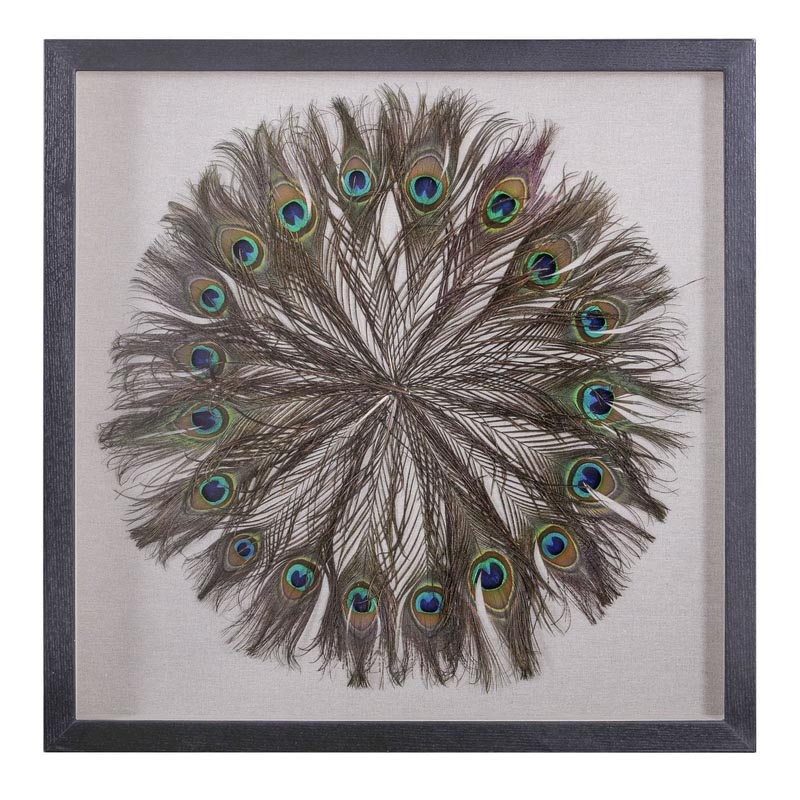 Панно Peacock Feather Circle Коричневый Черный Кремовый Панно Peacock Feather Circle Коричневый Черный Кремовый в Волгограде | Loft Concept