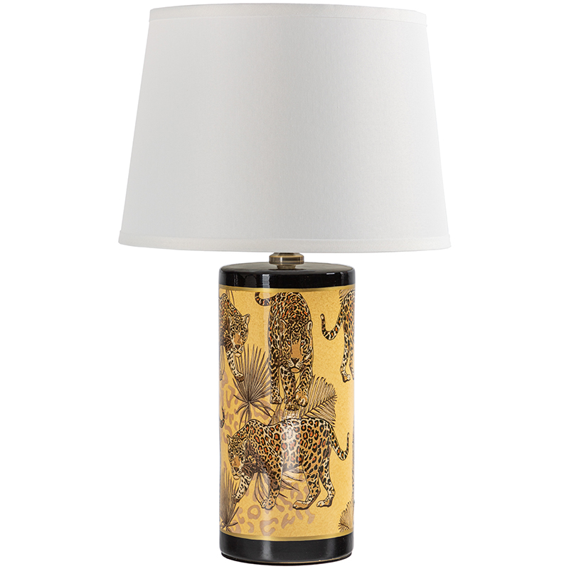 Настольная лампа с абажуром Leopard Lampshade Yellow White Желтый Белый Черный Настольная лампа с абажуром Leopard Lampshade Yellow White Желтый Белый Черный в Волгограде | Loft Concept