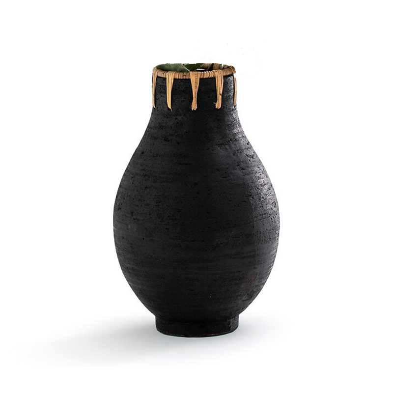 Ваза Ceramic Vase & Rattan D20 Черный Ваза Ceramic Vase & Rattan D20 Черный в Волгограде | Loft Concept