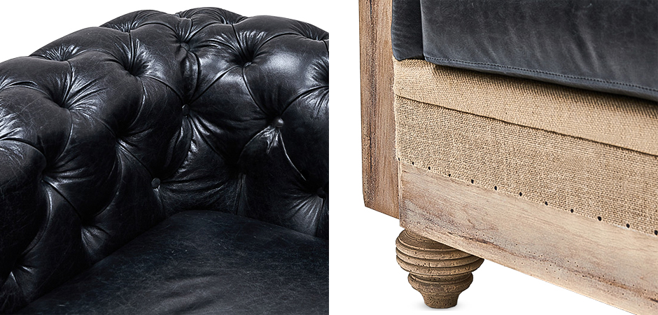 Диван Deconstructed Chesterfield Sofa double Black leather Диван Deconstructed Chesterfield Sofa double Black leather - Loft-Concept в Волгограде