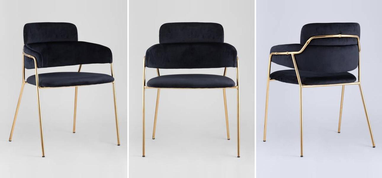 Polina chair Тёмно-синий Велюр - фото