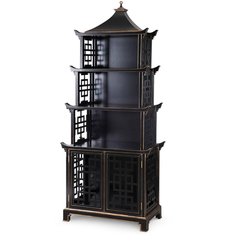 Стеллаж Черная Пагода Bungalow 5 Pagoda Black Wood Винтажный черный Стеллаж Черная Пагода Bungalow 5 Pagoda Black Wood Винтажный черный в Волгограде | Loft Concept
