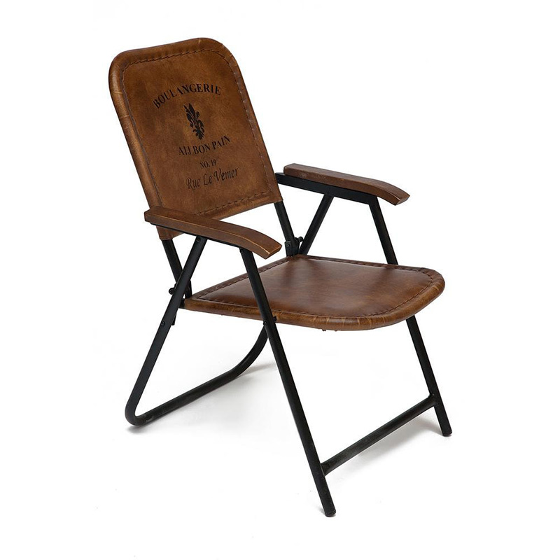 Складной кожаный стул Industrial Folding buffalo leather chair Коричневый Черный в Волгограде | Loft Concept 