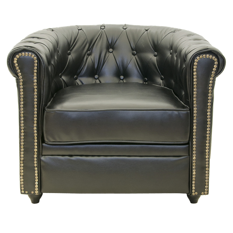Кресло кожаное с мягкими подлокотниками на 4-х деревянных ножках Logan Leather Armchair black 2 Черный Кресло кожаное с мягкими подлокотниками на 4-х деревянных ножках Logan Leather Armchair black 2 Черный в Волгограде | Loft Concept