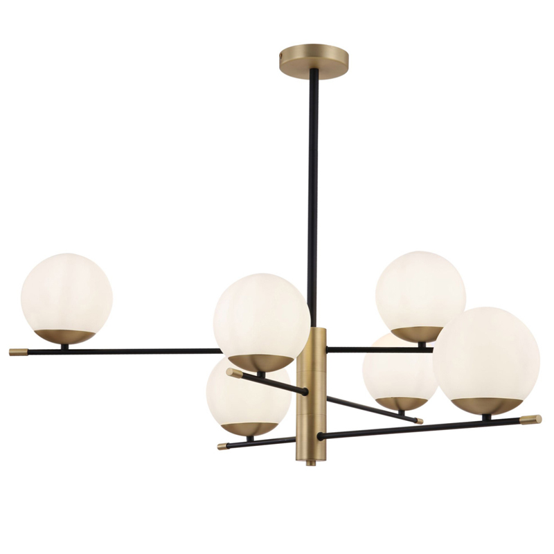 Светильник Spike Six Balls Hanging Lamp матовое золото Прозрачный белый Светильник Spike Six Balls Hanging Lamp матовое золото Прозрачный белый в Волгограде | Loft Concept