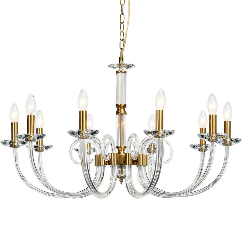 Люстра Twisted Glass Candles Chandelier 10 Золотой Прозрачное Стекло Люстра Twisted Glass Candles Chandelier 10 Золотой Прозрачное Стекло в Волгограде | Loft Concept