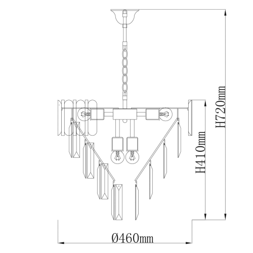 Люстра из черного металла с многоярусными подвесками из прозрачного хрусталя на золотой цепи Empire Black Chandelier Crystal в Волгограде