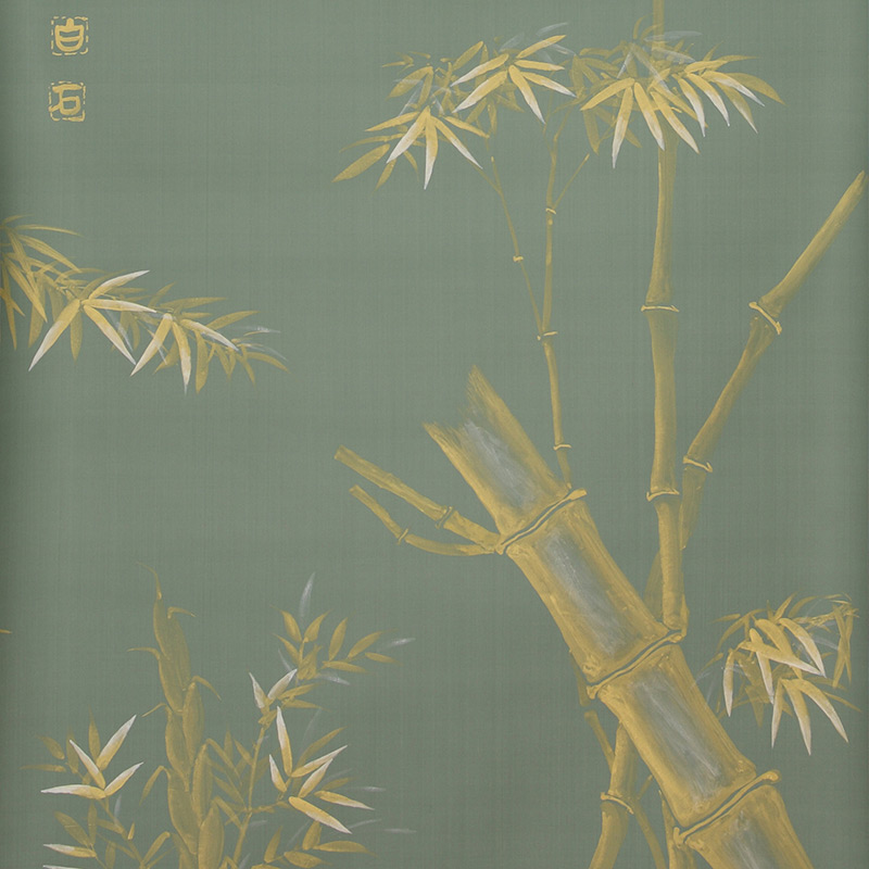 Обои ручная роспись Bamboo Golden on Blue grey dyed silk Обои ручная роспись Bamboo Golden on Blue grey dyed silk в Волгограде | Loft Concept