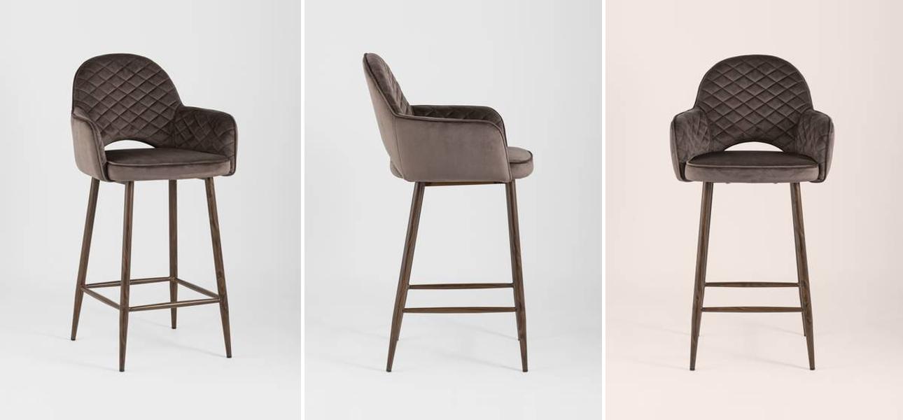 Барный Стул SHARRON Коричневый Велюр - фото