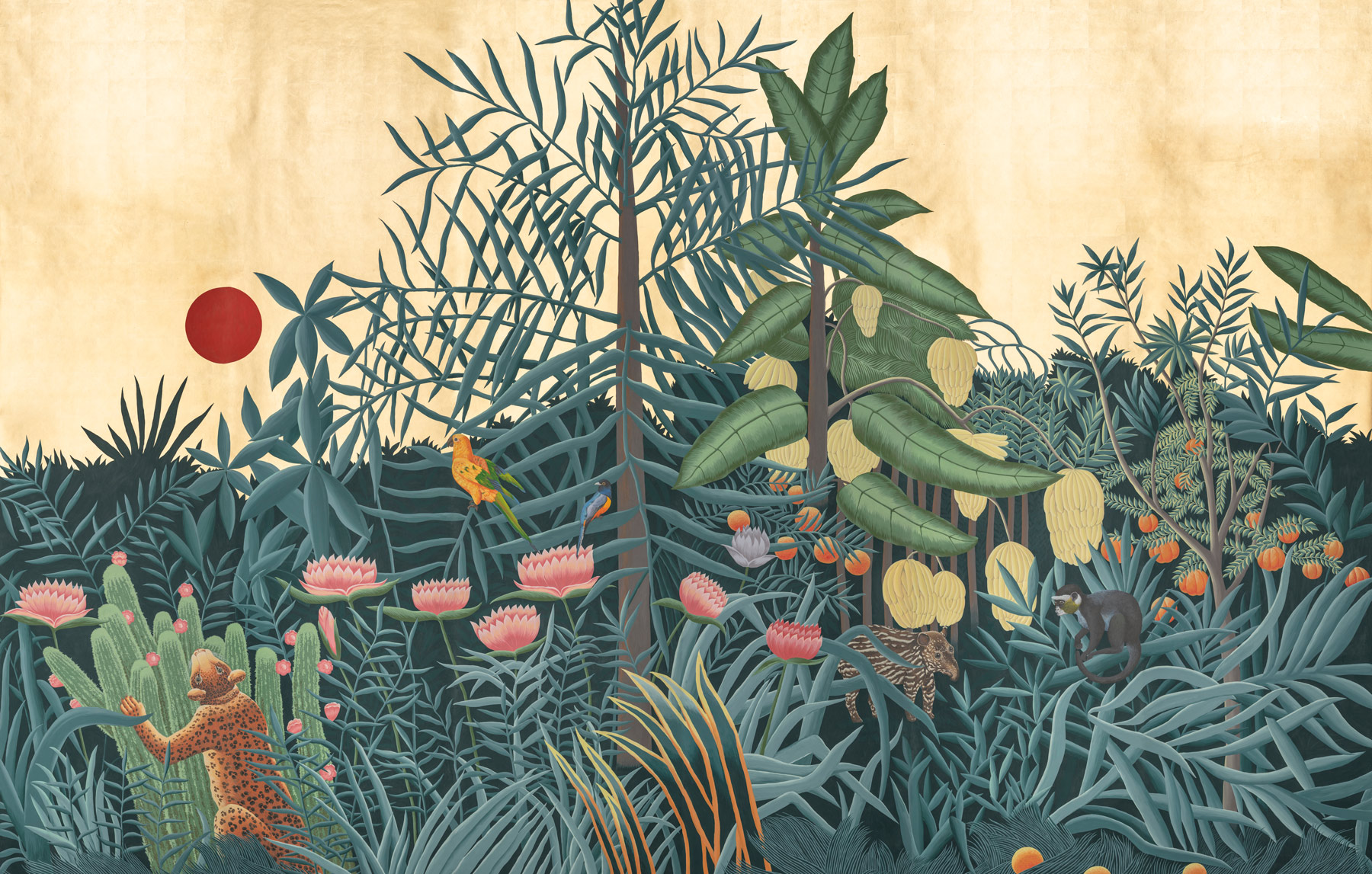 Обои ручная роспись Rousseau Rousseau on Deep Rich Gold gilded paper Обои ручная роспись Rousseau Rousseau on Deep Rich Gold gilded paper - постер Loft-Concept в Волгограде