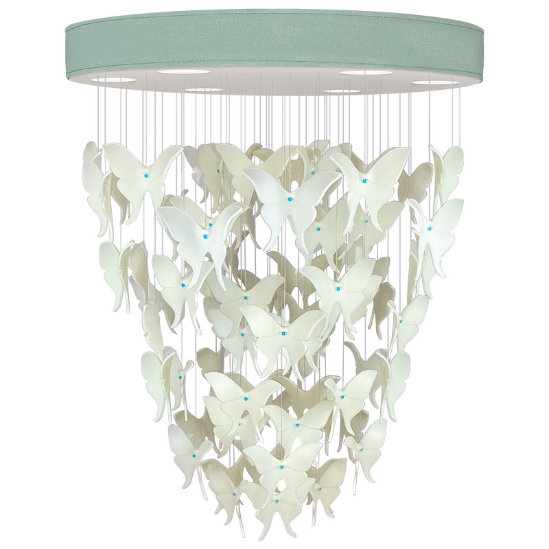 Люстра Белые Бабочки Светло-Зеленая база Night Butterflies Chandelier Зеленый Белый в Волгограде | Loft Concept 
