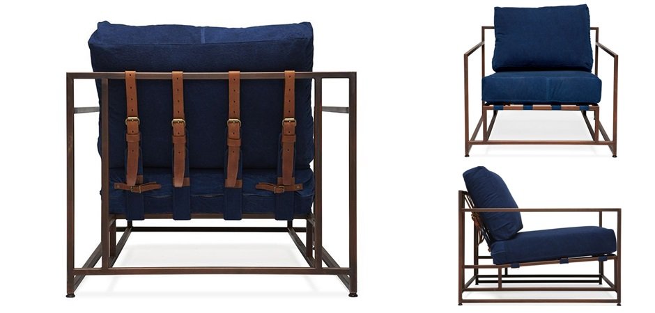 Кресло Kenn X Miller armchair Indigo and copper denim Кресло Kenn X Miller armchair Indigo and copper denim - Loft-Concept в Волгограде