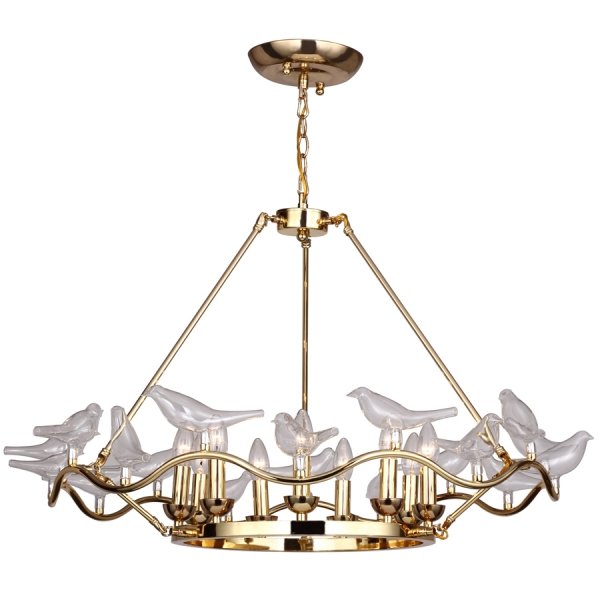 Люстра Dove Chandelier Glass Bird 9 Золотой Люстра Dove Chandelier Glass Bird 9 Золотой в Волгограде | Loft Concept