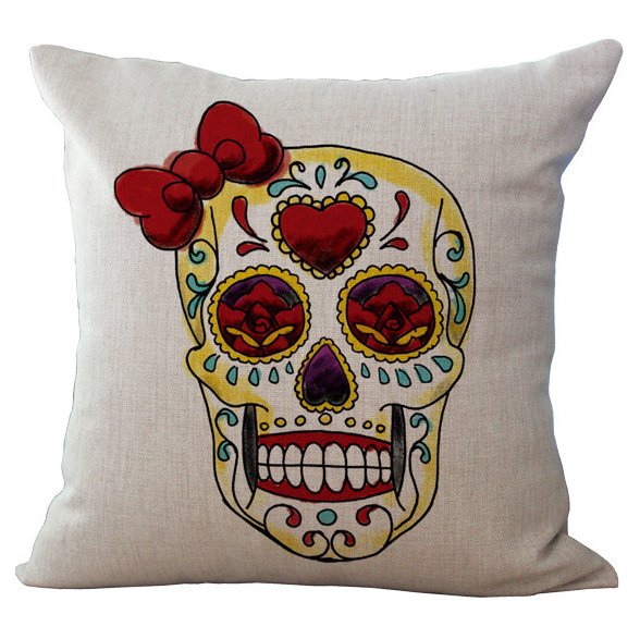 Декоративная подушка Skull With Bow Декоративная подушка Skull With Bow в Волгограде | Loft Concept