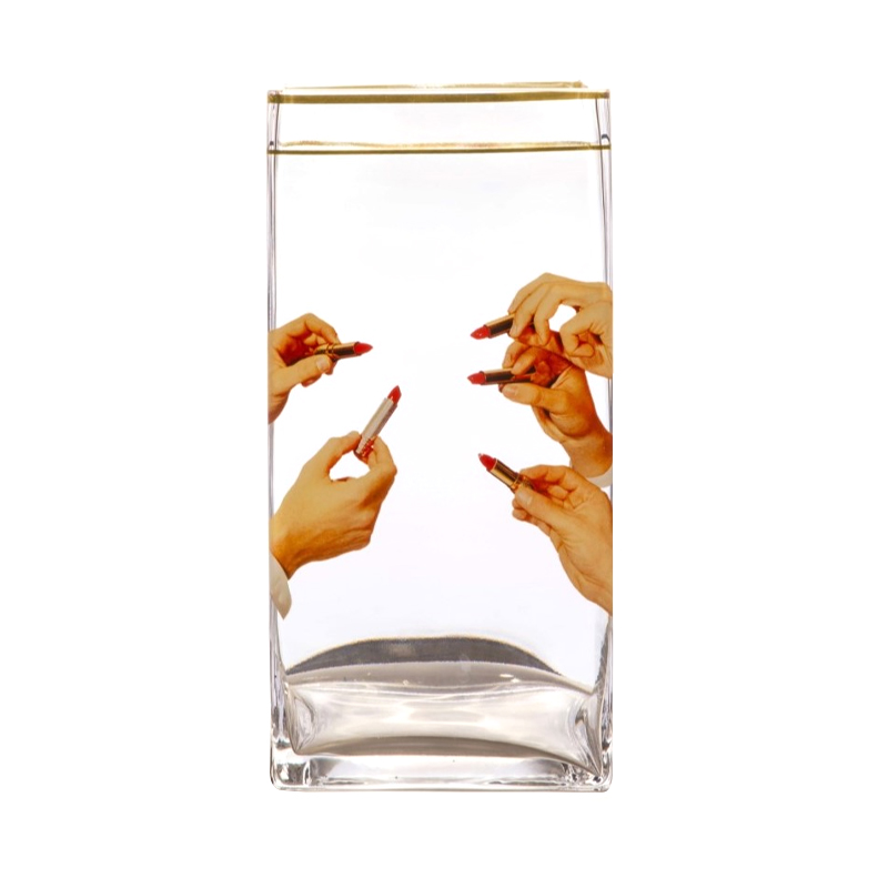 Ваза Glass vase big Lipstick Прозрачный Золотой Бежевый Ваза Glass vase big Lipstick Прозрачный Золотой Бежевый в Волгограде | Loft Concept