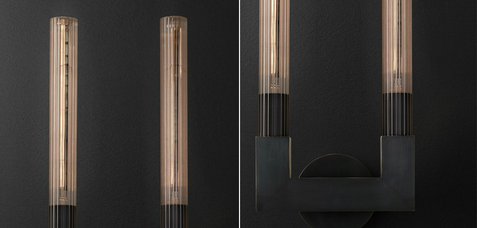 Бра RH CANNELLE wall lamp DOUBLE Sconces Black Бра RH CANNELLE wall lamp DOUBLE Sconces Black - Loft-Concept в Волгограде