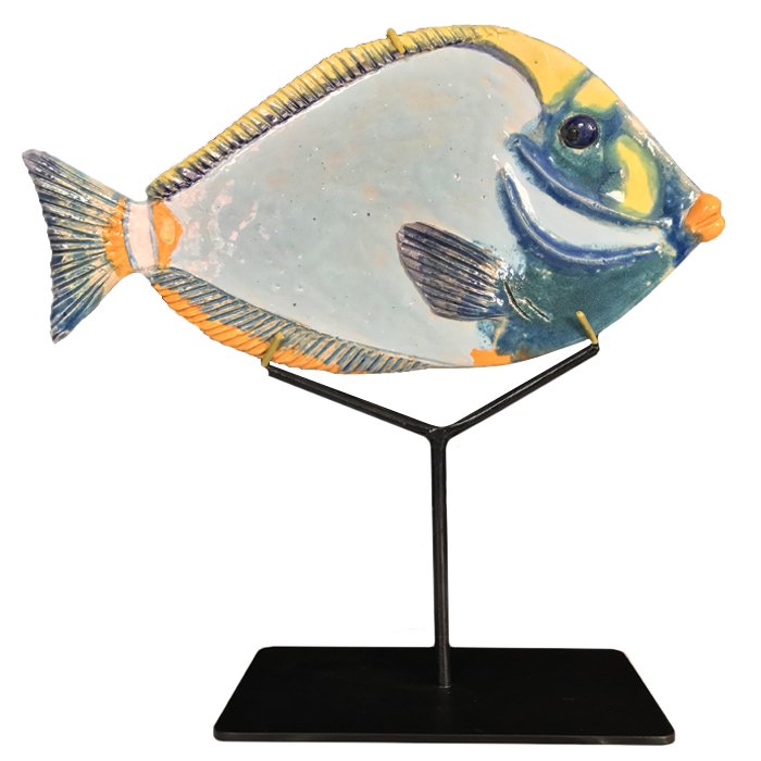 Статуэтка на подставке Tropical Fish Серый Черный Оранжевый Статуэтка на подставке Tropical Fish Серый Черный Оранжевый в Волгограде | Loft Concept