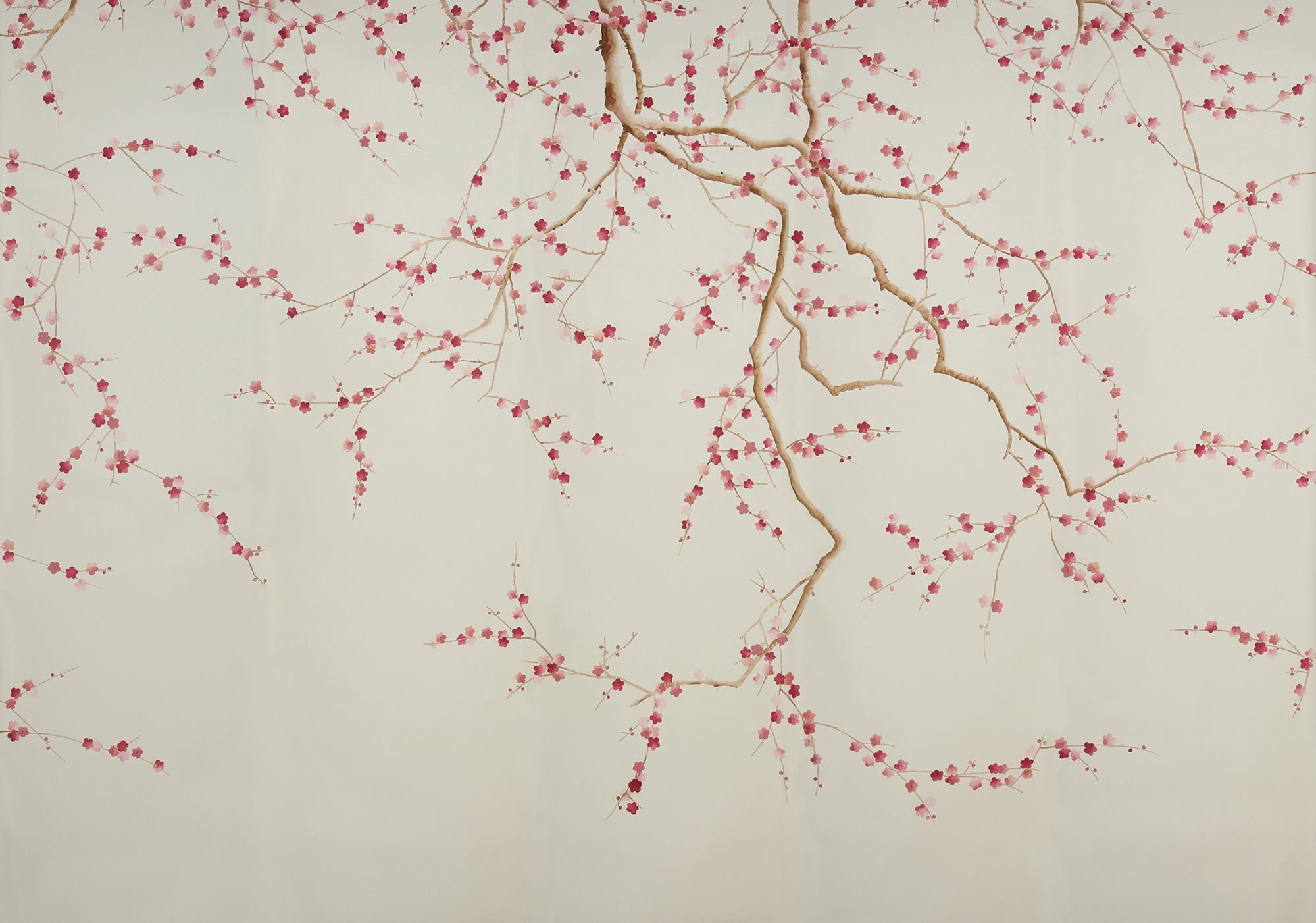 Обои ручная роспись Plum Blossom Blossom on Satin Grey dyed silk Обои ручная роспись Plum Blossom Blossom on Satin Grey dyed silk - постер Loft-Concept в Волгограде