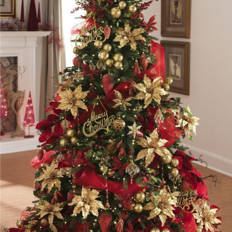 Дизайнерская Елка с Красным и Золотым новогодним декором Christmas Tree Golden Flowers Красный Золотой Дизайнерская Елка с Красным и Золотым новогодним декором Christmas Tree Golden Flowers Красный Золотой в Волгограде | Loft Concept