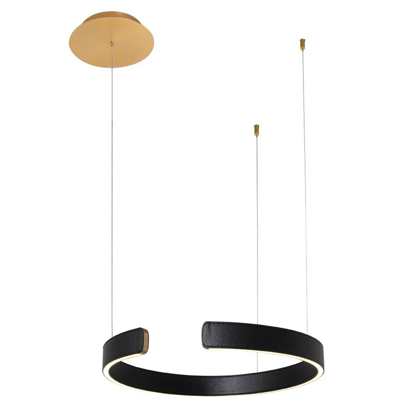 Подвесной светильник Half Ring black leather 40 Черный Золотой в Волгограде | Loft Concept 