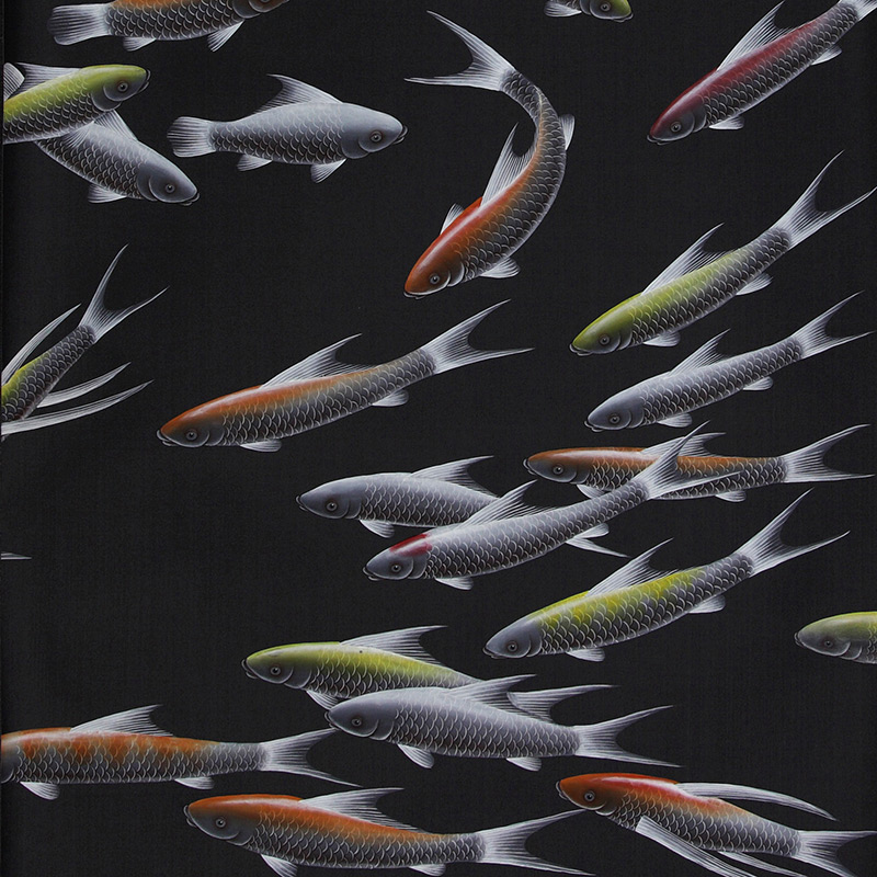 Обои ручная роспись Fishes Koi on Pitch dyed silk Обои ручная роспись Fishes Koi on Pitch dyed silk в Волгограде | Loft Concept