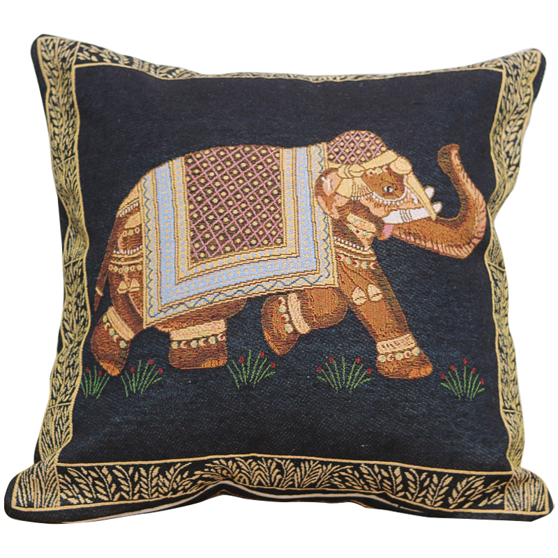 Декоративная подушка Indian Elephant Black Мульти Черный Декоративная подушка Indian Elephant Black Мульти Черный в Волгограде | Loft Concept