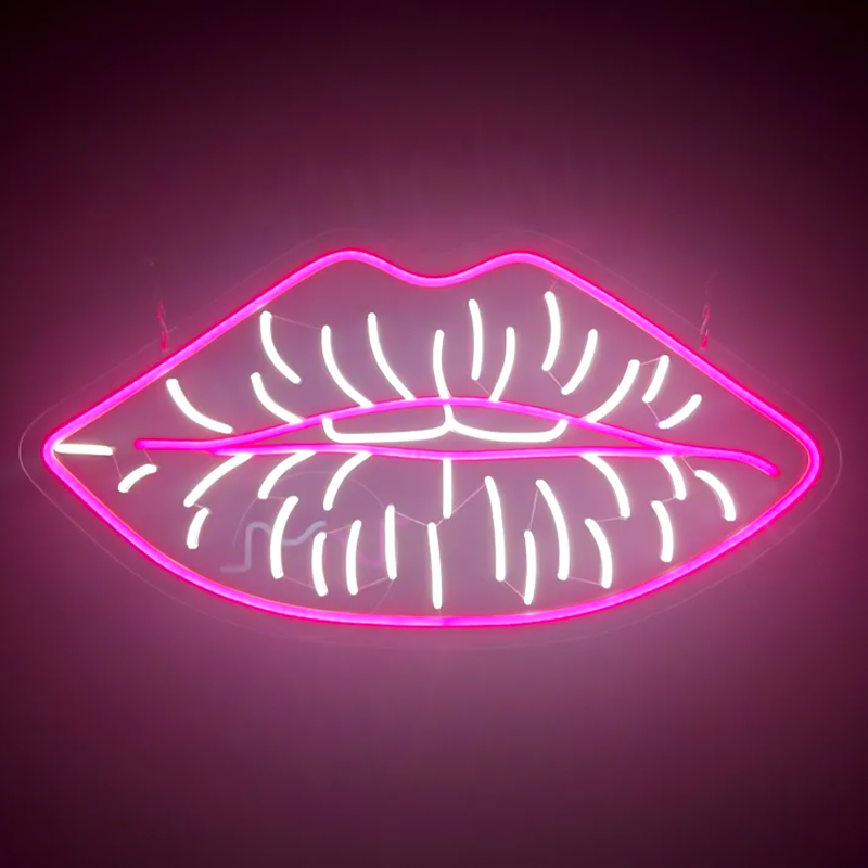 Неоновая настенная лампа Lips Neon Wall Lamp Розовый Белый Неоновая настенная лампа Lips Neon Wall Lamp Розовый Белый в Волгограде | Loft Concept