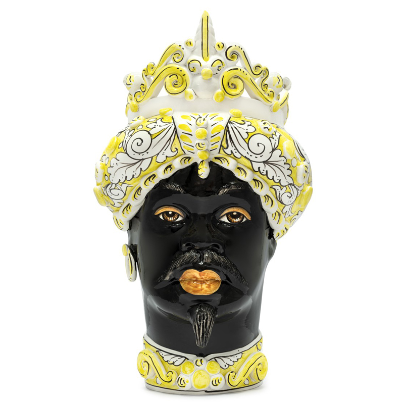 Ваза VASE MORO MAN MEDIUM yellow Черный Белый Желтый Ваза VASE MORO MAN MEDIUM yellow Черный Белый Желтый в Волгограде | Loft Concept