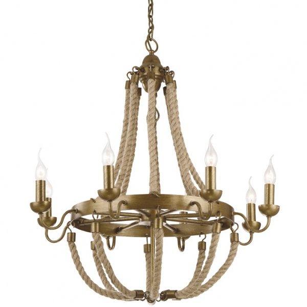 Люстра Rattan Chandelier Metall 8 Loft Rope Light Люстра Rattan Chandelier Metall 8 Loft Rope Light в Волгограде | Loft Concept