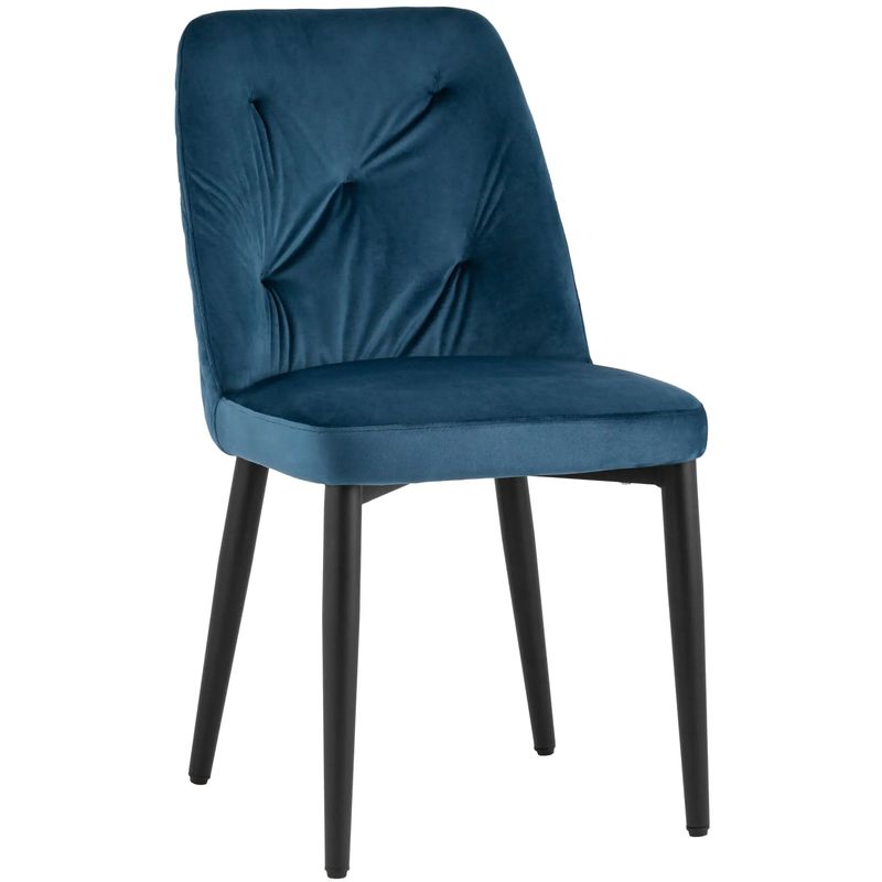 Стул Emma Chair Синий Велюр Синий Черный Стул Emma Chair Синий Велюр Синий Черный в Волгограде | Loft Concept