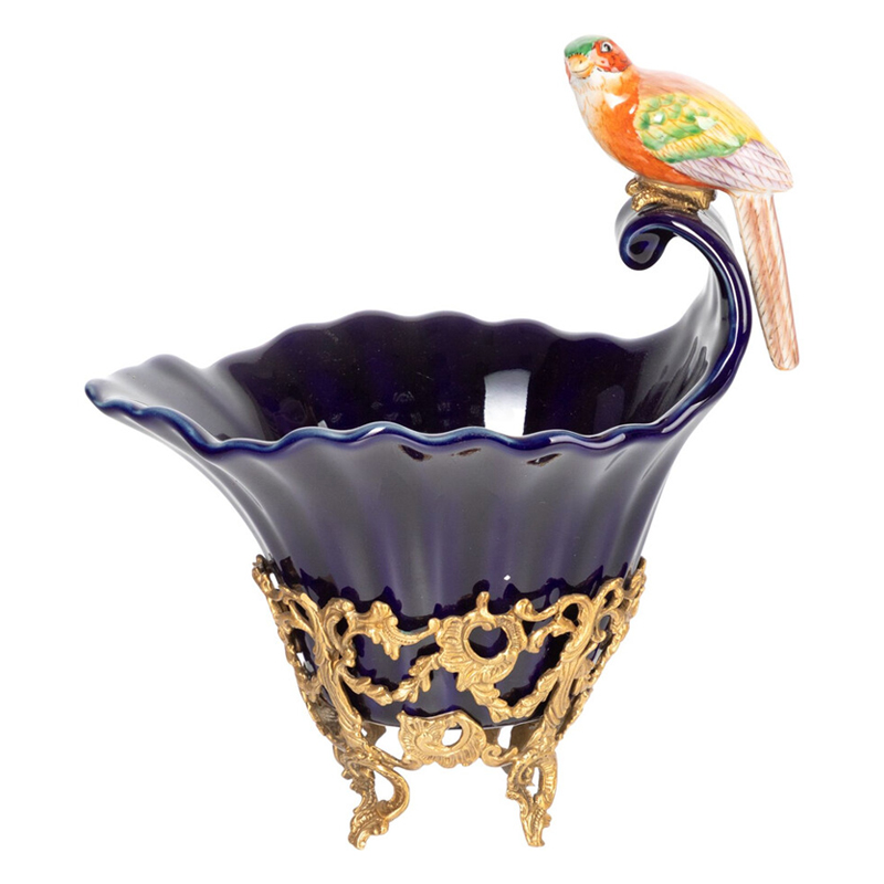 Чаша темно-синего цвета из фарфора с разноцветной птичкой Eden Garden porcelain and bronze Темно-синий Бронза Мульти Чаша темно-синего цвета из фарфора с разноцветной птичкой Eden Garden porcelain and bronze Темно-синий Бронза Мульти в Волгограде | Loft Concept