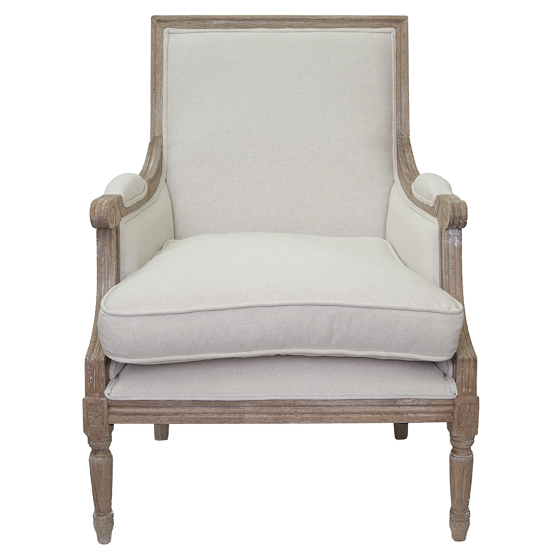 Кресло William Classical Armchair beige flax Бежевый Коричневый Кресло William Classical Armchair beige flax Бежевый Коричневый в Волгограде | Loft Concept