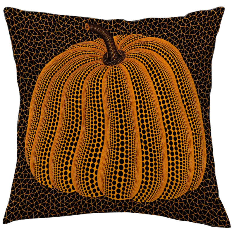 Декоративная подушка Yayoi Kusama Pumpkin Orange Черный Оранжевый в Волгограде | Loft Concept 