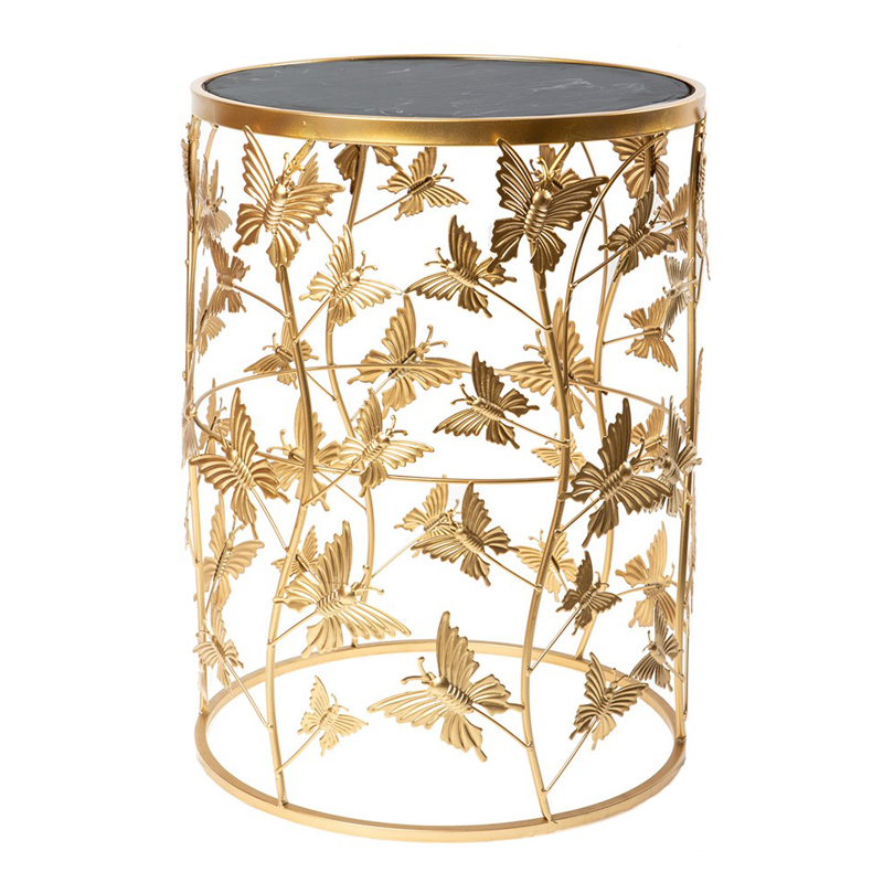 Приставной стол Gold Butterfly чёрный мрамор Золотой Черный Мрамор Nero в Волгограде | Loft Concept 