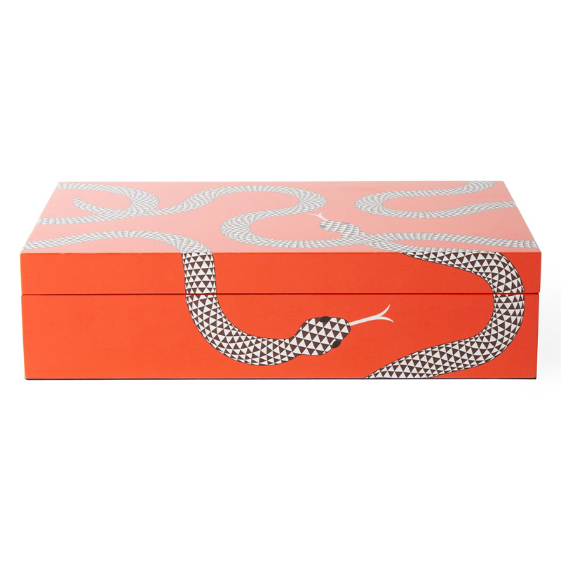 Шкатулка LARGE EDEN LACQUER BOX Jonathan Adler Оранжевый Темно-синий Шкатулка LARGE EDEN LACQUER BOX Jonathan Adler Оранжевый Темно-синий в Волгограде | Loft Concept