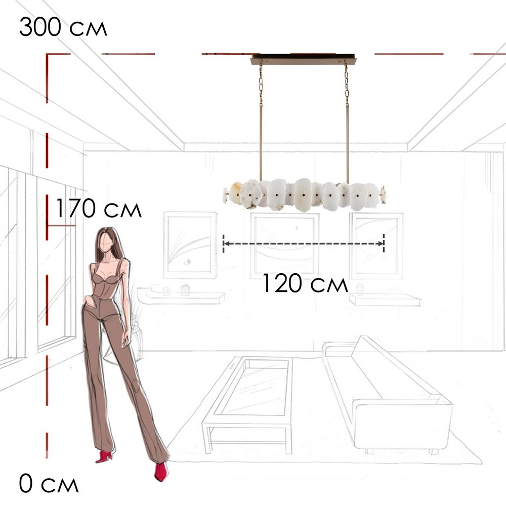 Подвесной светильник с фигурными элементами из белого алебастра Cryptocrystalline Stone в Волгограде