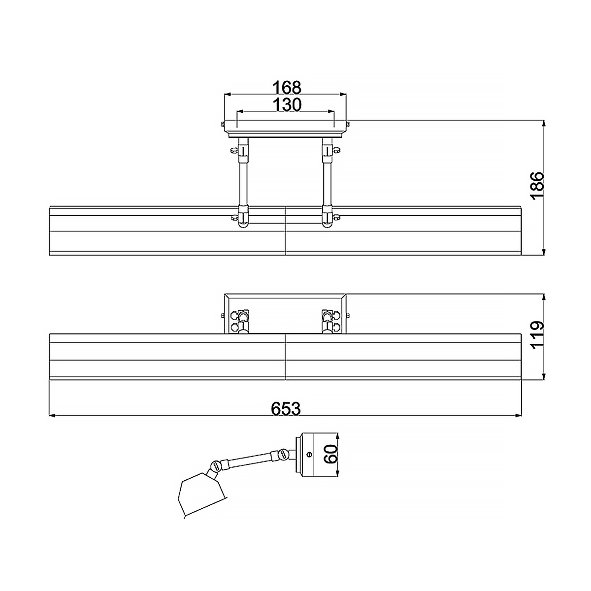 Светильник для картин с призматическим плафоном и двойными регулируемыми шарнирами Elstead Lighting в Волгограде