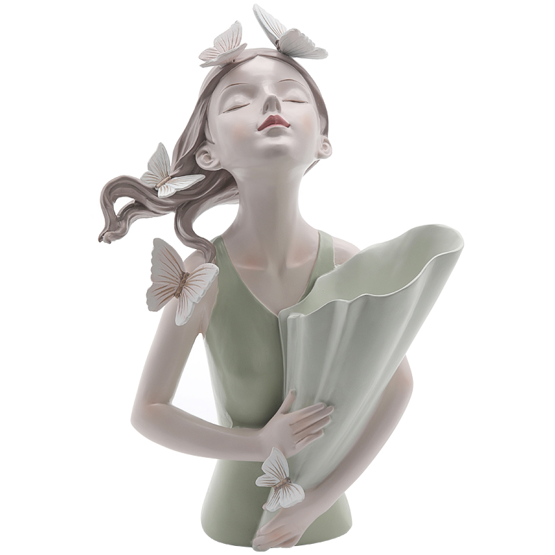 Статуэтка Butterfly Girl Vase Бежевый Белый Прозрачный зеленый Статуэтка Butterfly Girl Vase Бежевый Белый Прозрачный зеленый в Волгограде | Loft Concept