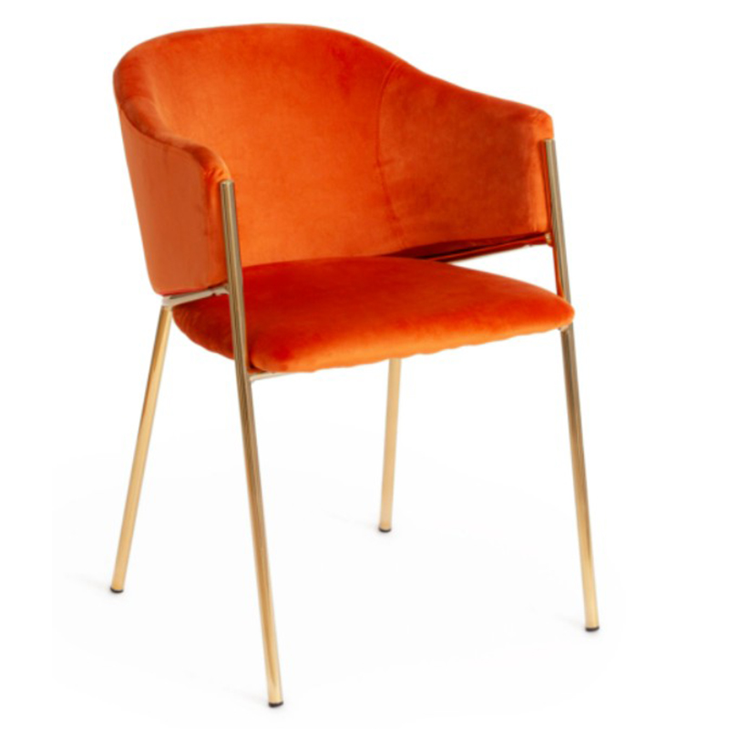 Стул Faisal Orange Velvet Chair Оранжевый Глянцевое золото Стул Faisal Orange Velvet Chair Оранжевый Глянцевое золото в Волгограде | Loft Concept
